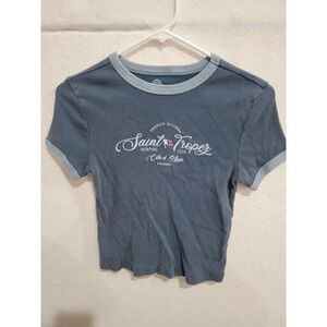 Social Culture Saint Tropez Yacht Club Graphic Ringer T-Shirt Women's XL